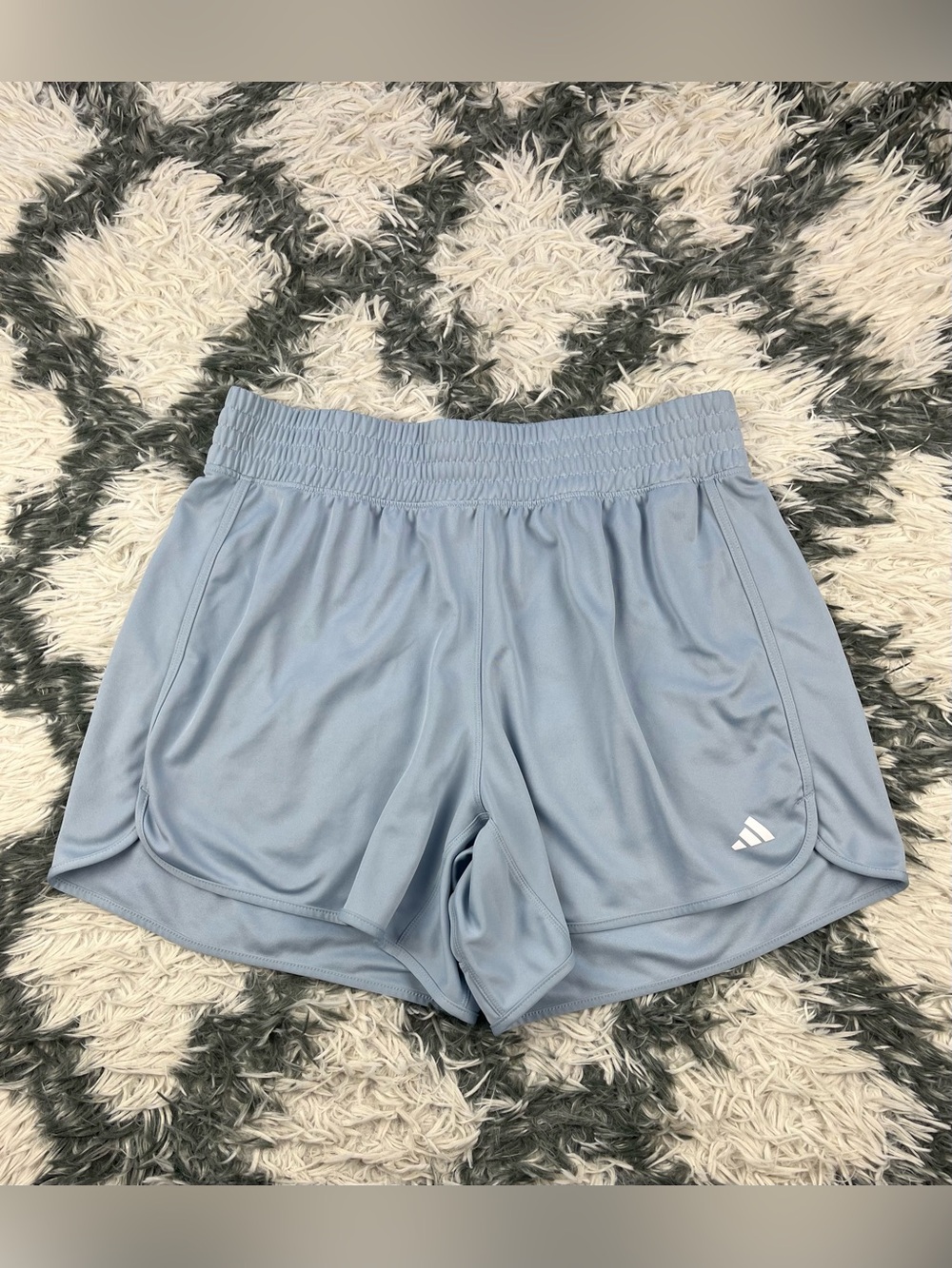Adidas Women's Blue Pacer Training 3-Stripes Woven High-Rise Shorts Size XL